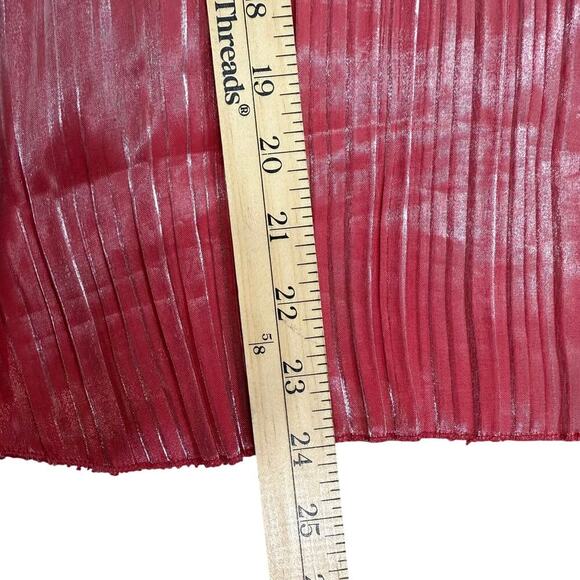 Vintage Milano Metallic Pink Crinkle Button Down Blouse XL Y2K Glam Party Top - Picture 9 of 10